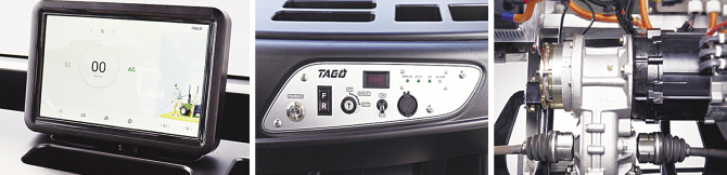 타고의 HMI시스템, 센터페시아, 모터(왼쪽부터).